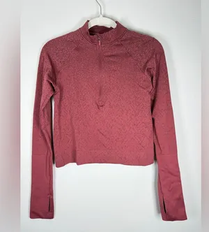 Lululemon EUC Rest Less Cropped 1/2 Zip Dusty Rose thumbnail 2
