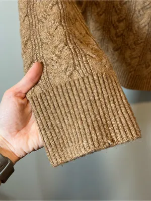 J. Crew Cable Knit Sweater With Buttons in Supersoft Yarn Brown Relaxed‎ Fit XS thumbnail 6