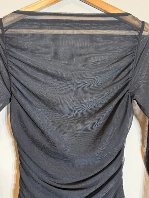 Abercrombie & Fitch Mesh Draped Bodysuit Women's Small Black Sheer Going Out NWT thumbnail 11