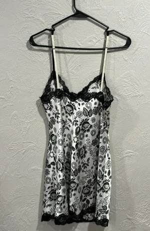Victorias Secret Y2K Black and White Floral Slip Lingerie Dress Size Medium thumbnail 5