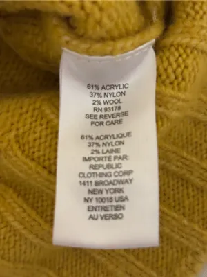 Industry M Mustard Yellow Pearl Embellished Ruffle Sweater M Medium thumbnail 3