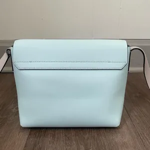 Kate Spade Mint Teal Blue Leather Crossbody Bag Purse ~ Fold over Magnetic thumbnail 7