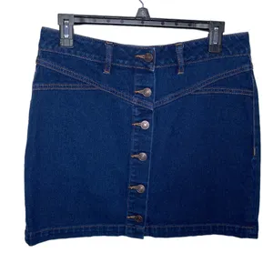 Pacsun button through dark wash denim mini skirt size 28 thumbnail 1