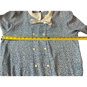 VTG 80s Joy Gordon Midi Blue White Semi Sheer Short Sleeve Nautical Dress 12 thumbnail 10