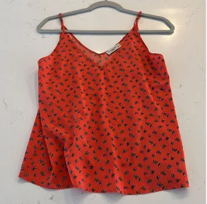 Abercrombie and Fitch Orange Butterfly Print Cami Tank Top Size Small thumbnail 1