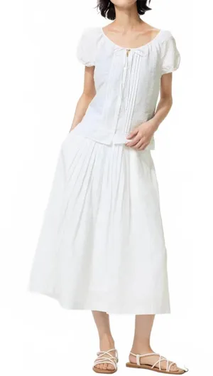 Uniqlo Linen Blend Tuck Long Skirt NWT Off White XXL thumbnail 1