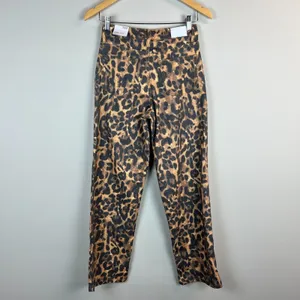 Flying Angel Wide Leg High Waist Pants Womens 1 / 25 Brown Leopard Print New NWT thumbnail 4