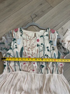 Altar’d State Cream Floral Embroidered Fairycore Whimsical Bell Sleeve Dress L thumbnail 9