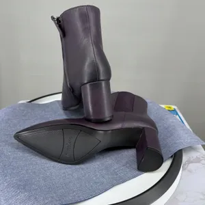 Franco Sarto Demmi Ankle Boot Women 7M Purple Leather Pointed Toe Block Heel Zip thumbnail 7
