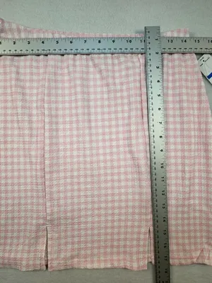 Ultra Flirt Two Piece Set Juniors Size L Plaid Pink Short Sleeve Button Down NWT thumbnail 4