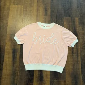 Queen of Sparkles Bride Sweater Top Pink Short Sleeve Women's M thumbnail 7