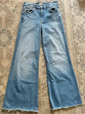 MOTHER The Roller Fray Wide Leg Jeans in Fan Favorite Sz 28 thumbnail 6