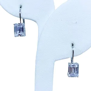 925 Clear CZ Lever Back Sterling Silver Earrings thumbnail 1
