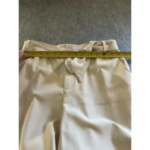 Hooever Hi Waist Wide Leg Tie Belt Beige Cream Dress Pants M, Office Minimalist thumbnail 8