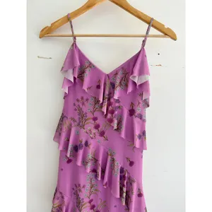 Steve Madden Aida Purple Floral Ruffle High Low Midi Dress XS NWT Wedding Guest thumbnail 3