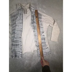 Dolan Anthropologie Mixed Tweed Open Front Cardigan Jacket Raw Edge Fringe S thumbnail 6