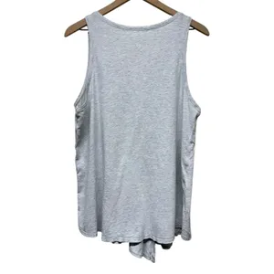 Lululemon Knot A Problem Tank‎ Top Women Sz 12 Split/Tie Front Gray Pima Cotton thumbnail 4