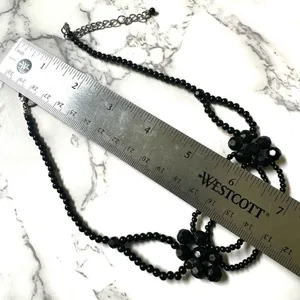 Cookie Lee black seed and beaded choker necklace thumbnail 3