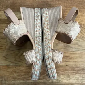 DV by Dolce Vita Women's 8 Electric Raffia Wedge Sandals Open Toe Brown Beige thumbnail 3