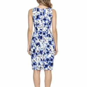 Calvin Klein Blue Floral Stretch Scuba Sleeveless Sheath Dress Office Wedding 6 thumbnail 2