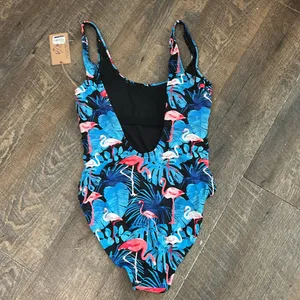 New Hot Coals scoop neck and‎ a low back swimming suit flamingos Size Medium thumbnail 3