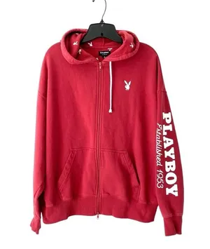 Playboy by PacSun Double Zip Cabin Hoodie Red size medium thumbnail 3