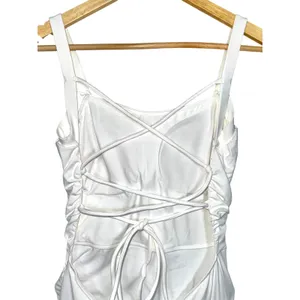 NWOT Halara White Ruched Lace Up Open Back Bodycon Pencil Maxi Dress Size M thumbnail 13
