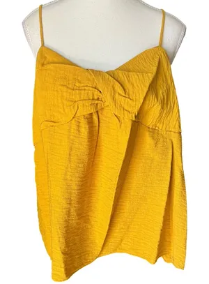 Banana Republic Womens XXL‎ Mustard Yellow Twist Front Smocked Back Camisole Top thumbnail 1