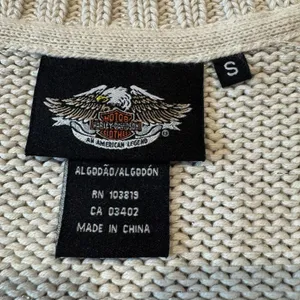Harley-Davidson Full Zip Shawl Neck Sweater Cream Silver Sparkle Small thumbnail 7
