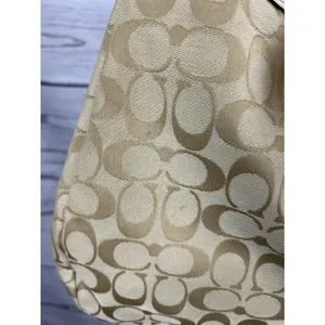 Coach Hamilton Hobo F17403 Signature Jacquard Beige Leather Shoulder Bag thumbnail 6