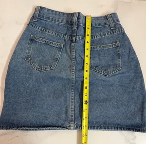 Blue Denim Mini Skirt High Waisted Y2K Skirt Size Small thumbnail 7