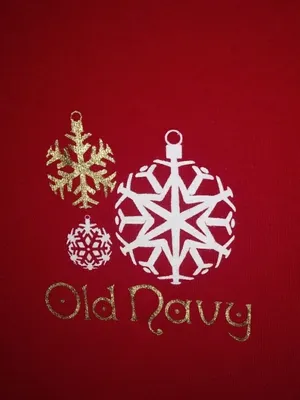 Old Navy M Snowflake Christmas Long Sleeved Top in Red Gold White thumbnail 2