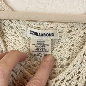 *Billabong Cream Colored Open Knit Hi Low Coastal 3/4 Sleeve Size S SweaterA115 thumbnail 2