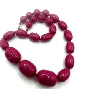 Chunky pink beaded necklace Pink thumbnail 7