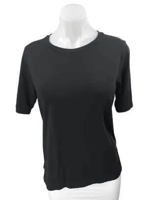 Oak + Fort Women's Black Knit Short Sleeve Crew Neck Tee T-Shirt Top Size S thumbnail 1