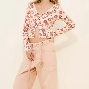 NEW Free People Tilly Tea Combo Ivory Floral Button Cotton Long Sleeve Top XS thumbnail 2