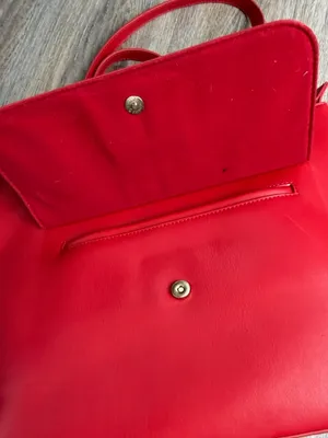 NWT Badgley Mischka Red Tote Bag Gold Logo Large Satchel $129 MSRP thumbnail 6