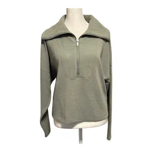 Spanx AirEssentials Size XS French Rib Half Zip Pullover Sweatshirt Sage Brush thumbnail 2