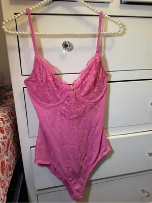 Promesa Romantic Rendezvous Lace Teddy Bodysuit Bubble gum pink New thumbnail 2