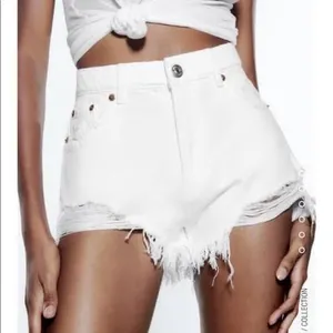 ZARA White Denim Shorts thumbnail 1