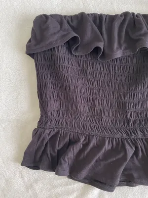 Strapless Black Ruffle Top Size L thumbnail 3