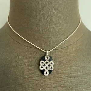 Sterling Silver Dots Chain & Onyx Pendant NWOT thumbnail 1