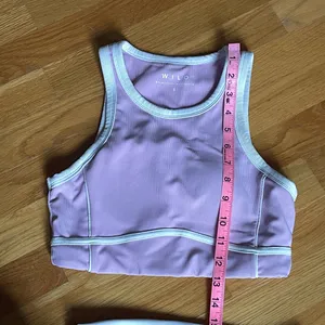WILO Active Women’s Matching Sports Bra & High Waist Leggings Set Pink White Trim Size S thumbnail 7