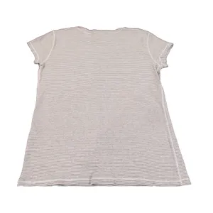 Polo Ralph Lauren Misses Striped Tee Medium Grey White Crew Neck Cotton thumbnail 2