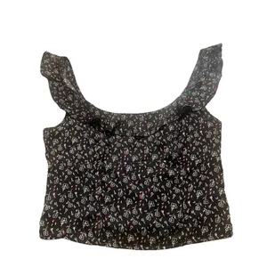 Free People cropped blouse ruffle straps sz XL thumbnail 3