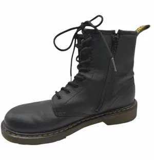 Dr. Martens Junior Softy Leather Boots Women 7 Black Side Zip Lace Up Combat thumbnail 1