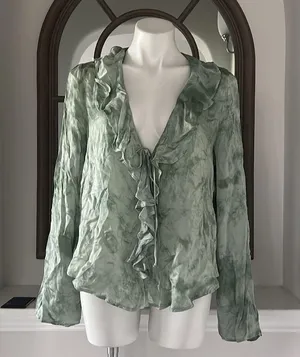 Free People New Women’s Lyocell Tie Front Blouse, Size M New w/Tag Retail $128 thumbnail 9