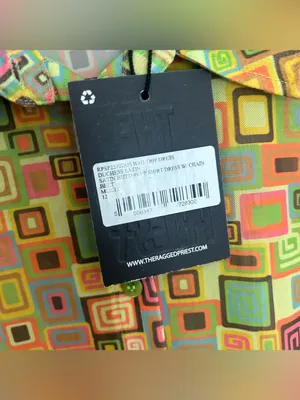 NWT Raggesd Priest Colorful Retro Square Button Down Mesh Shirt Mini Dress 12 thumbnail 9