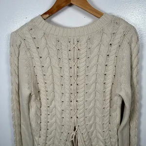 Cabi Womens Sweater‎ Small Cable Knit Corset Tie Back Style 3157 Ivory Cream thumbnail 12