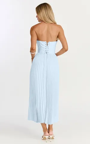 New Showpo Loretta Midi Dress Lace Up Back Bustier Pleated Dress MSRP $129 thumbnail 6
